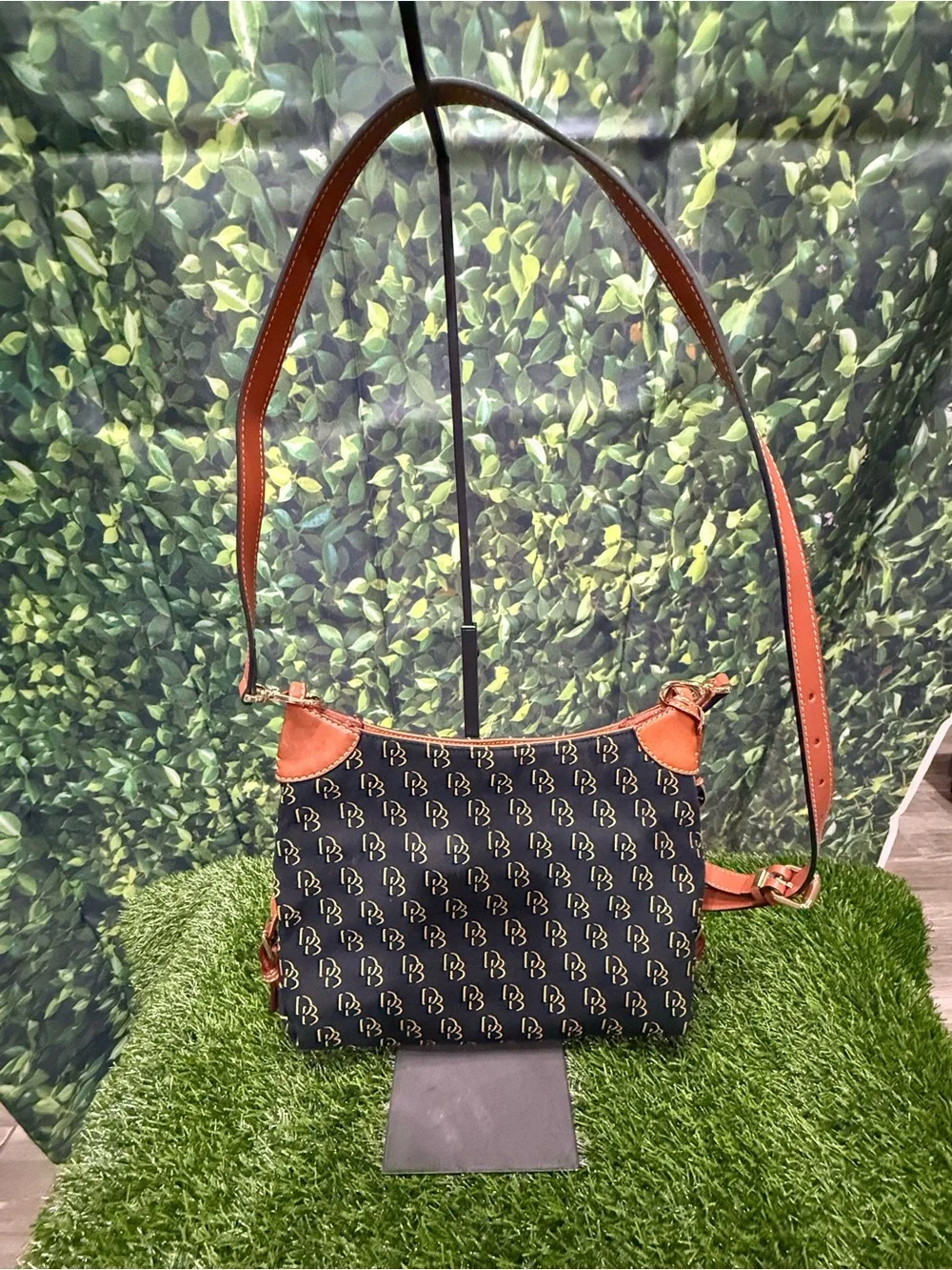 Authentic Dooney & Bourke Gretta Signature Monogram Hobo Shoulder Bag EUC